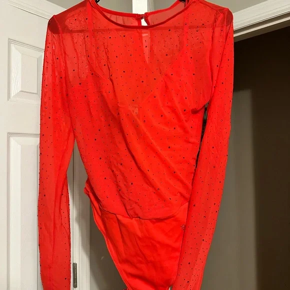 Shapewear Heat-Set Crystal Mesh Long-Sleeve Slimming Bodysuit NWT - Picture 5 of 8